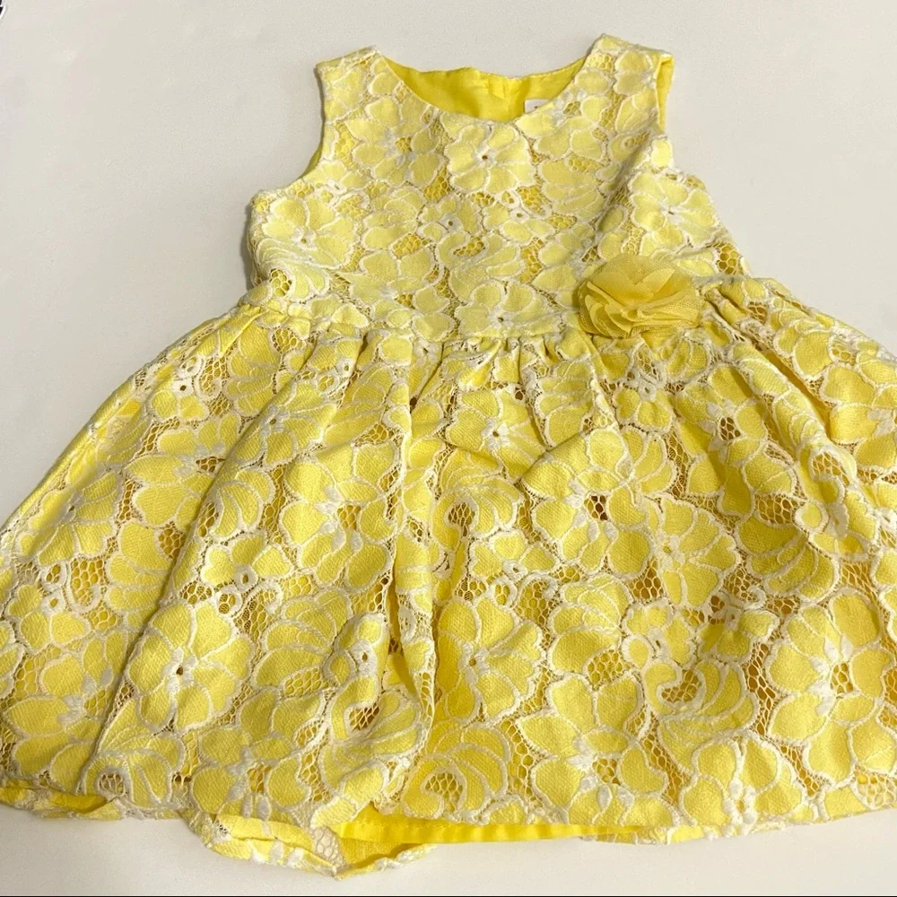 The Children's Place Yellow White Lace Girl's Dress